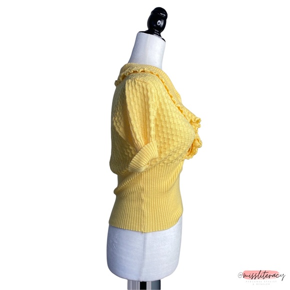 Vintage Handcrafted Grandma Pullover Ruffle Waffle Knit Sweater [Size XS/S] - Picture 4 of 7